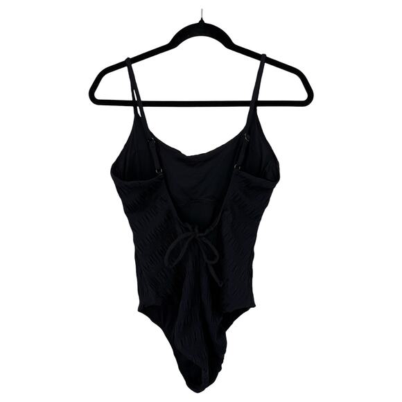 Andie The Liku Smocked scoop back one piece swimsuit black size Medium M - Picture 4 of 8